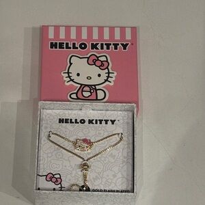 Hello Kitty Gold Lariat Braceletswith Pink Pave Accents